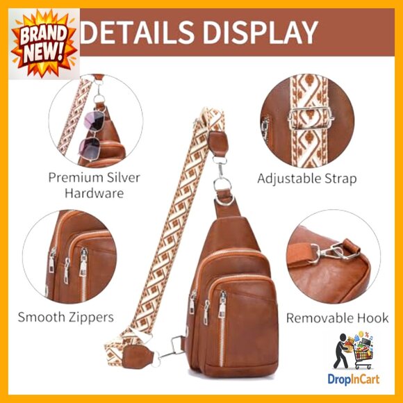Convertible Sling Backpack Vegan Leather Crossbody Travel Hiking Sport Chic main image 4